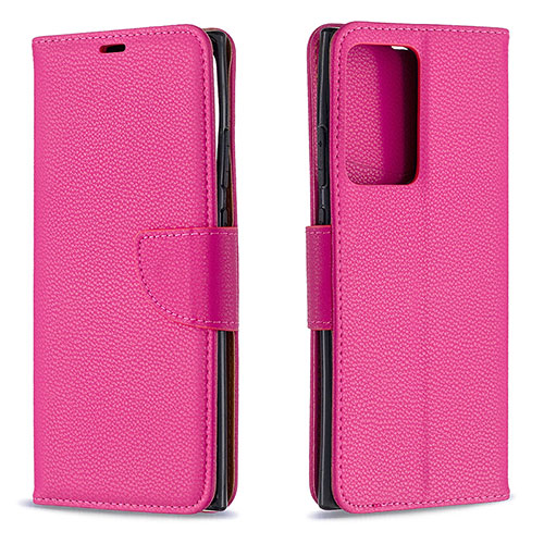 Leather Case Stands Flip Cover Holder B06F for Samsung Galaxy Note 20 Ultra 5G Hot Pink