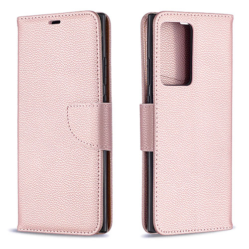 Leather Case Stands Flip Cover Holder B06F for Samsung Galaxy Note 20 Ultra 5G Rose Gold