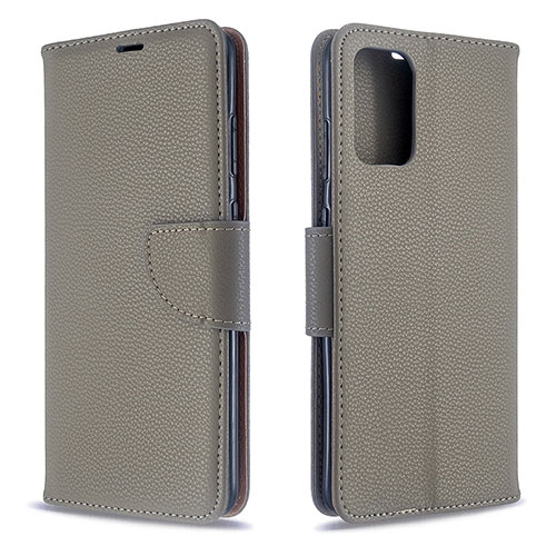 Leather Case Stands Flip Cover Holder B06F for Samsung Galaxy S20 5G Gray