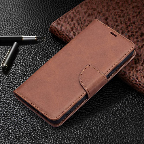 Leather Case Stands Flip Cover Holder B06F for Samsung Galaxy S21 5G Brown