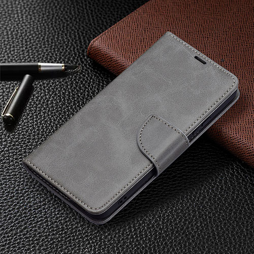 Leather Case Stands Flip Cover Holder B06F for Samsung Galaxy S21 5G Gray