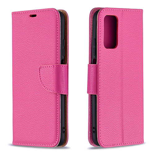 Leather Case Stands Flip Cover Holder B06F for Xiaomi Poco M3 Hot Pink