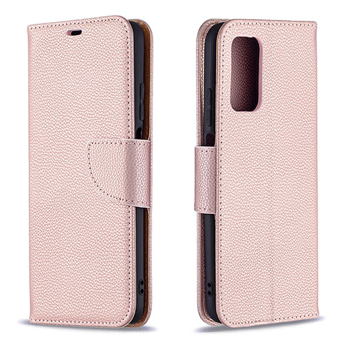 Leather Case Stands Flip Cover Holder B06F for Xiaomi Poco M3 Rose Gold