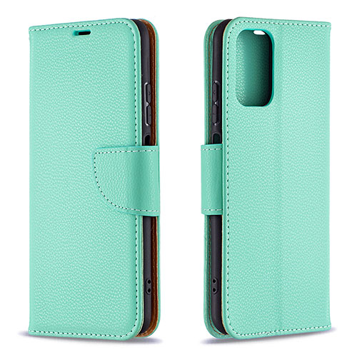 Leather Case Stands Flip Cover Holder B06F for Xiaomi Poco M5S Green