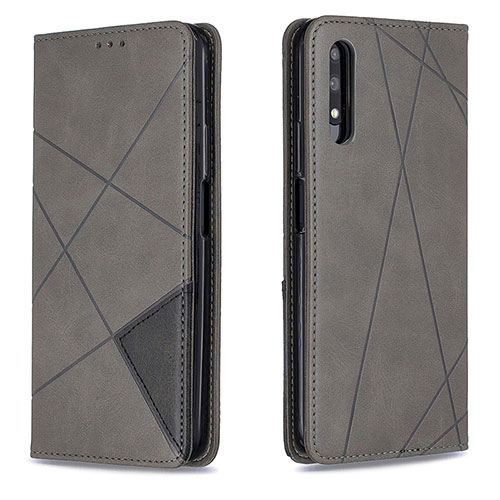 Leather Case Stands Flip Cover Holder B07F for Huawei Honor 9X Gray