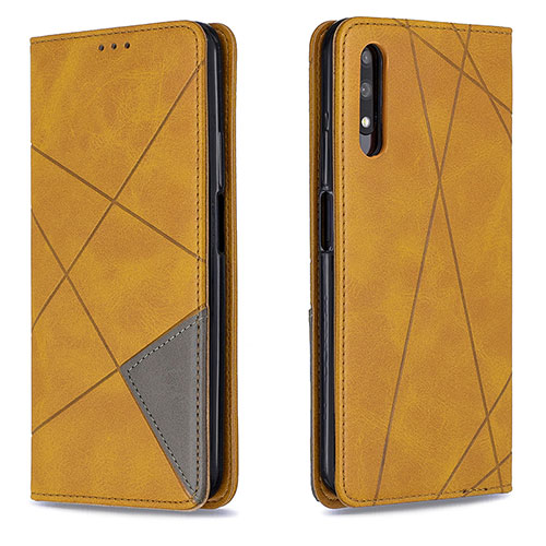 Leather Case Stands Flip Cover Holder B07F for Huawei Honor 9X Light Brown