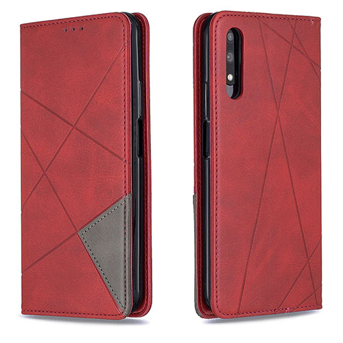 Leather Case Stands Flip Cover Holder B07F for Huawei Honor 9X Red