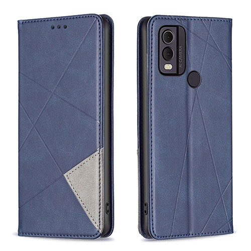 Leather Case Stands Flip Cover Holder B07F for Nokia C22 Blue
