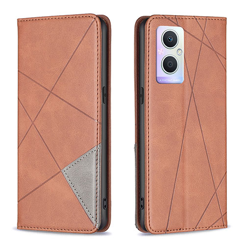 Leather Case Stands Flip Cover Holder B07F for OnePlus Nord N20 5G Brown