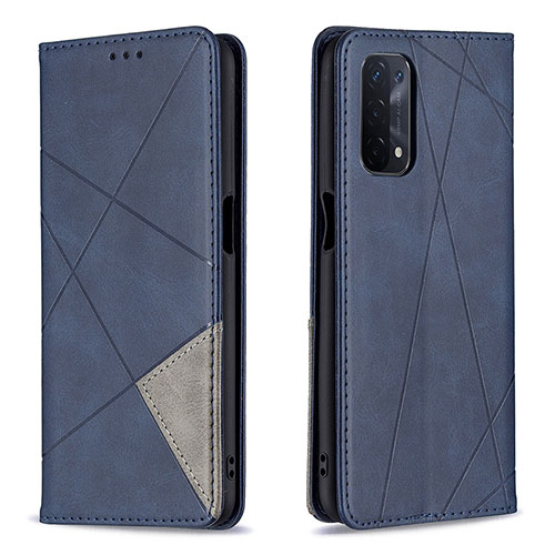 Leather Case Stands Flip Cover Holder B07F for OnePlus Nord N200 5G Blue