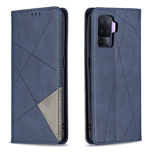 Leather Case Stands Flip Cover Holder B07F for Oppo F19 Pro Blue