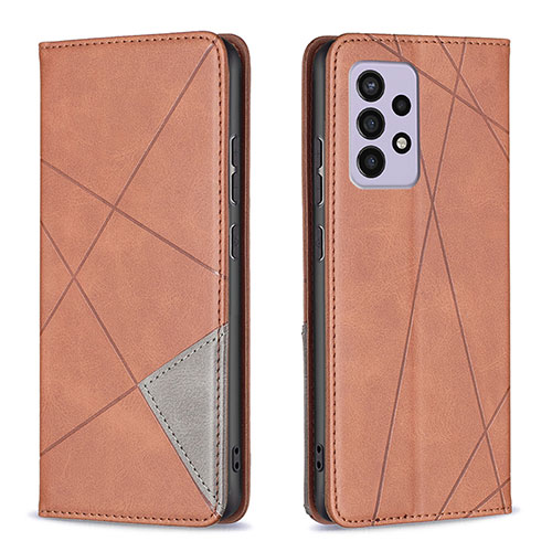 Leather Case Stands Flip Cover Holder B07F for Samsung Galaxy A33 5G Brown
