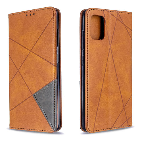 Leather Case Stands Flip Cover Holder B07F for Samsung Galaxy A51 5G Light Brown