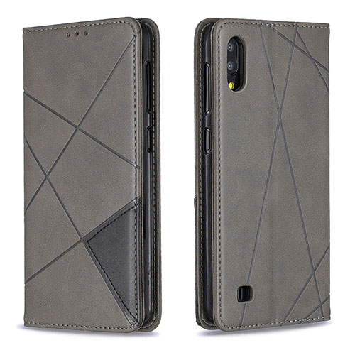 Leather Case Stands Flip Cover Holder B07F for Samsung Galaxy M10 Gray