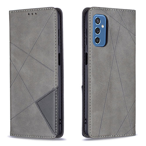 Leather Case Stands Flip Cover Holder B07F for Samsung Galaxy M52 5G Gray