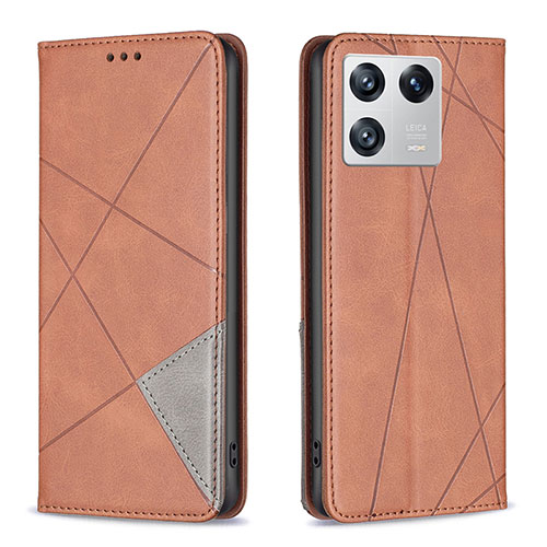 Leather Case Stands Flip Cover Holder B07F for Xiaomi Mi 13 Pro 5G Brown