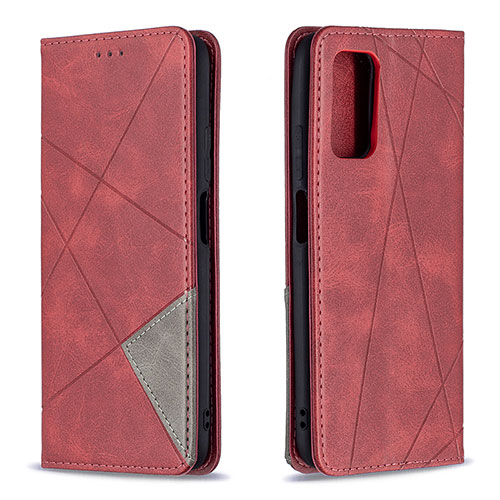 Leather Case Stands Flip Cover Holder B07F for Xiaomi Poco M3 Red