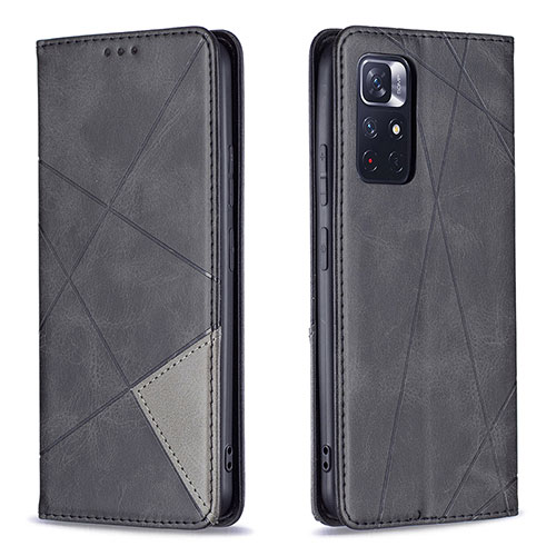 Leather Case Stands Flip Cover Holder B07F for Xiaomi Redmi Note 11 5G Black