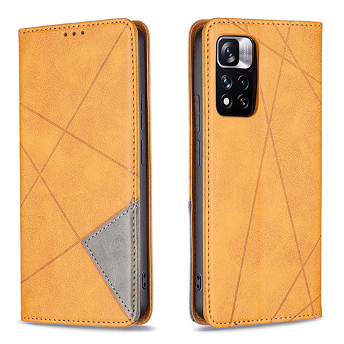 Leather Case Stands Flip Cover Holder B07F for Xiaomi Redmi Note 11 Pro+ Plus 5G Light Brown