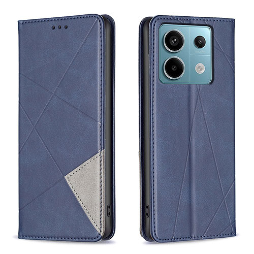 Leather Case Stands Flip Cover Holder B07F for Xiaomi Redmi Note 13 Pro 5G Blue