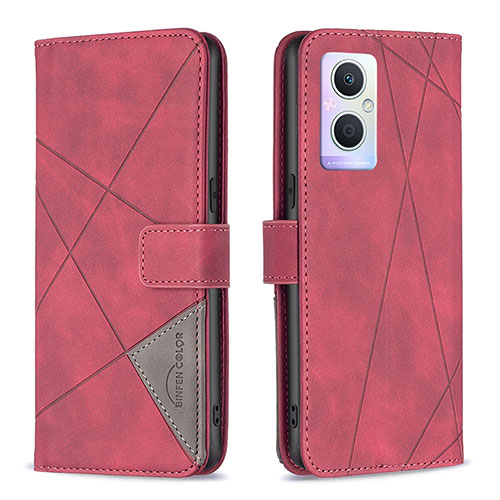 Leather Case Stands Flip Cover Holder B08F for OnePlus Nord N20 5G Red