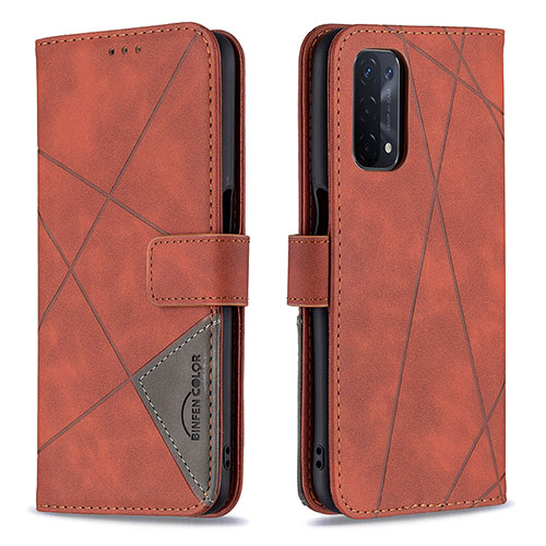 Leather Case Stands Flip Cover Holder B08F for OnePlus Nord N200 5G Orange
