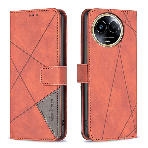 Leather Case Stands Flip Cover Holder B08F for Realme 11 5G Orange