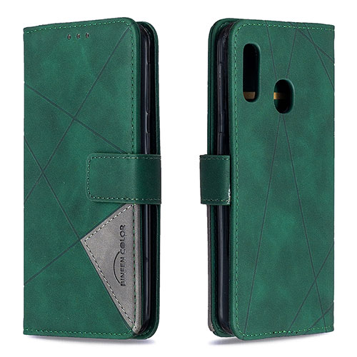 Leather Case Stands Flip Cover Holder B08F for Samsung Galaxy A20e Green