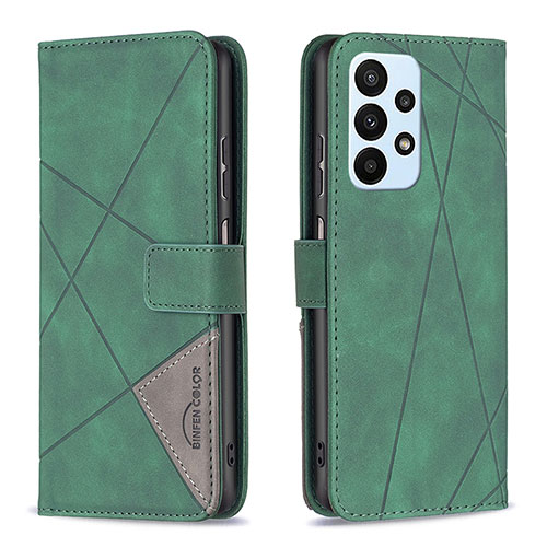 Leather Case Stands Flip Cover Holder B08F for Samsung Galaxy A23 5G Green