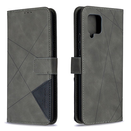 Leather Case Stands Flip Cover Holder B08F for Samsung Galaxy A42 5G Gray