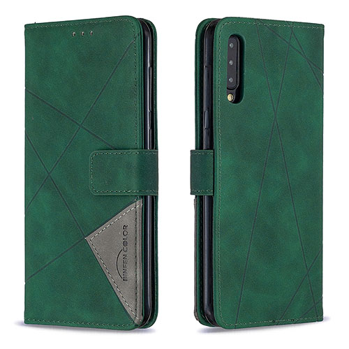 Leather Case Stands Flip Cover Holder B08F for Samsung Galaxy A50 Green