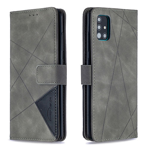Leather Case Stands Flip Cover Holder B08F for Samsung Galaxy A51 5G Gray