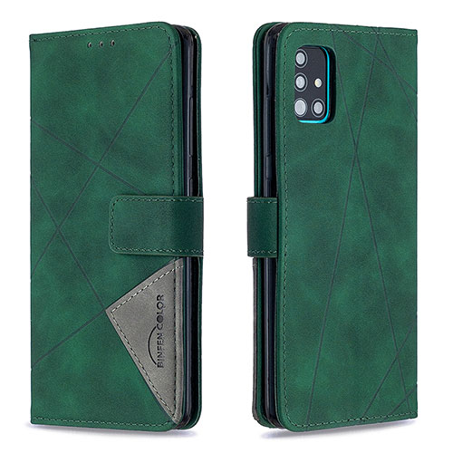 Leather Case Stands Flip Cover Holder B08F for Samsung Galaxy A51 5G Green