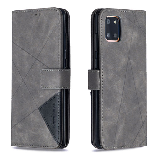 Leather Case Stands Flip Cover Holder B08F for Samsung Galaxy A81 Gray