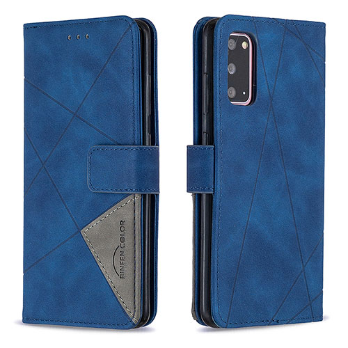 Leather Case Stands Flip Cover Holder B08F for Samsung Galaxy S20 5G Blue