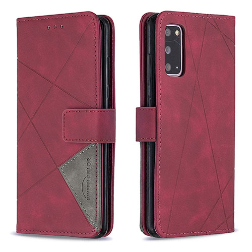 Leather Case Stands Flip Cover Holder B08F for Samsung Galaxy S20 5G Red