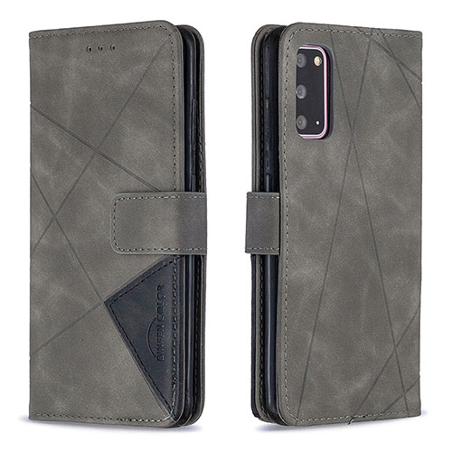 Leather Case Stands Flip Cover Holder B08F for Samsung Galaxy S20 Gray