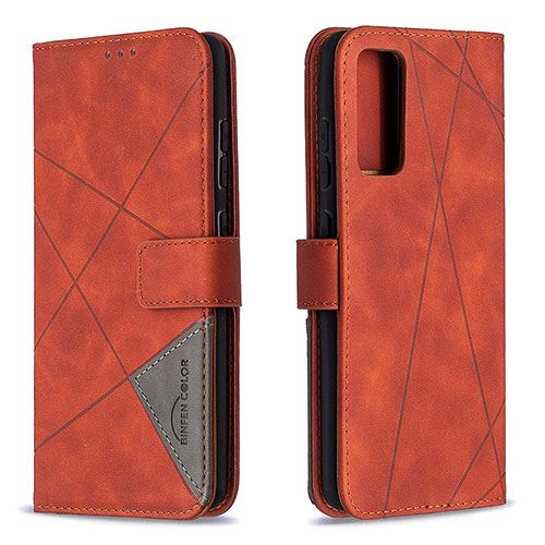 Leather Case Stands Flip Cover Holder B08F for Samsung Galaxy S20 Lite 5G Orange
