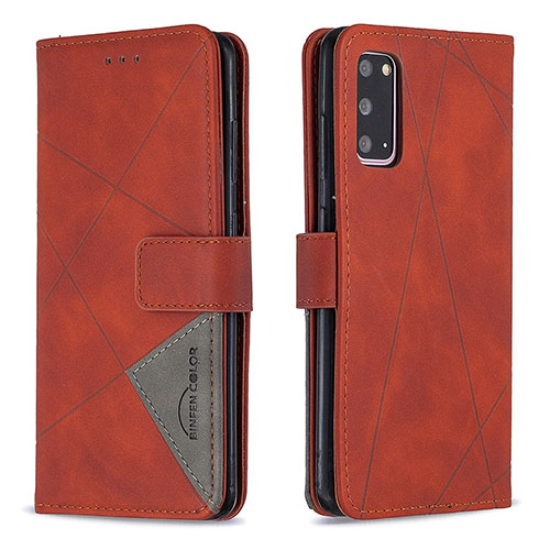 Leather Case Stands Flip Cover Holder B08F for Samsung Galaxy S20 Orange