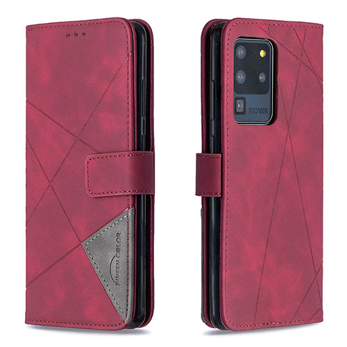 Leather Case Stands Flip Cover Holder B08F for Samsung Galaxy S20 Ultra Red