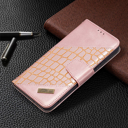 Leather Case Stands Flip Cover Holder B08F for Samsung Galaxy S21 5G Pink