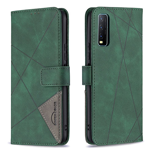 Leather Case Stands Flip Cover Holder B08F for Vivo Y11s Green
