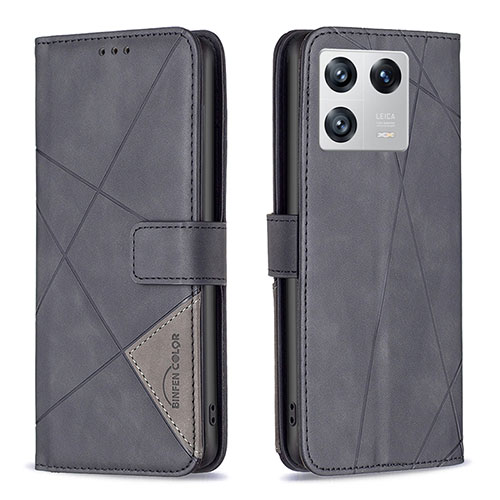 Leather Case Stands Flip Cover Holder B08F for Xiaomi Mi 13 5G Black