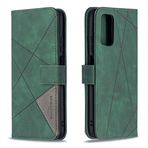 Leather Case Stands Flip Cover Holder B08F for Xiaomi Poco M3 Green