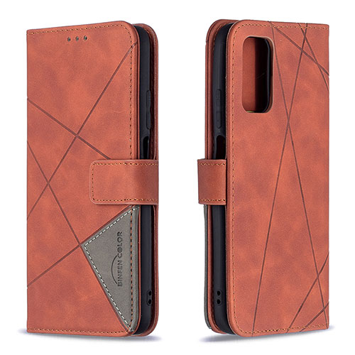 Leather Case Stands Flip Cover Holder B08F for Xiaomi Poco M3 Orange