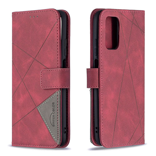 Leather Case Stands Flip Cover Holder B08F for Xiaomi Poco M3 Red