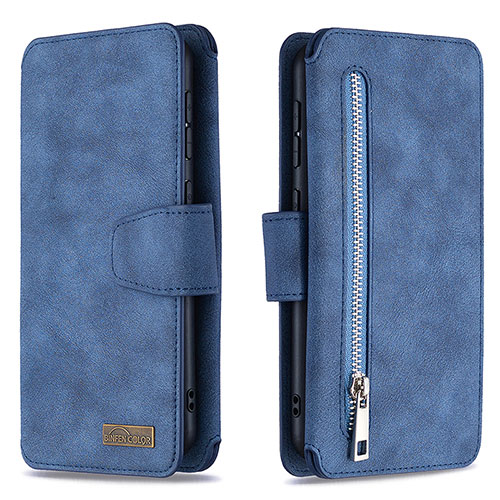 Leather Case Stands Flip Cover Holder B10F for Samsung Galaxy A10 Blue
