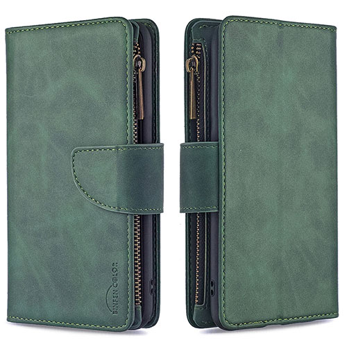 Leather Case Stands Flip Cover Holder B10F for Samsung Galaxy F12 Green