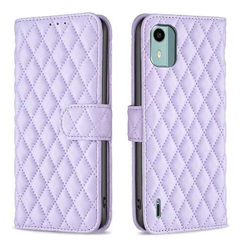 Leather Case Stands Flip Cover Holder B11F for Nokia C12 Purple