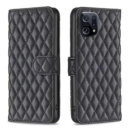 Leather Case Stands Flip Cover Holder B11F for Oppo Find X5 5G Black